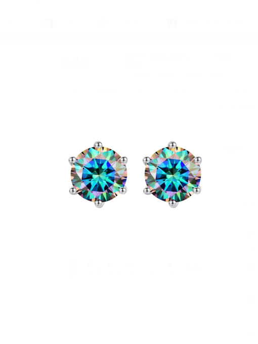 0.5 carat [Colorful Mosang Stone] 925 Sterling Silver Moissanite Geometric Dainty Stud Earring